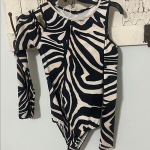 Glamour Black and White Zebra Ladies Bodysuit